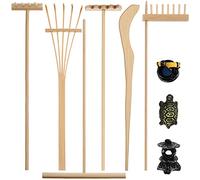 9 Pièces Mini Zen Bac à Sable Zen de Jardin Outils de Râteau de Jardin Kit de Jardin Zen en Bambou de Bureau Mini Outils de Jardin Zen Accessoires avec Figurines pour Parents pour Décor