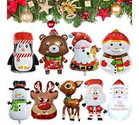 9 Pièces Noël Ballons,Yueser Latex Feuille Ballons pour Noel Décoration de Fête Photo Props Multicolore Motif Noël Ballon