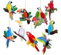 9 pièces Oiseaux tropicaux Découpages en nid d'abeille, Suspendu Papier Perroquet Découpages Hawaïen Plage d'été Fête Luau Décorations Safari Décoration de Salle de Classe Jungle forêt Tropicale