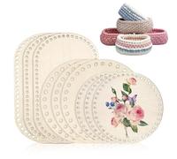 9 Pièces Panier en Bois Fond, Bases en Bois Naturel pour Crochet, Base de Sac Ovale et Ronde, Libre de colorier, Trou de 6 mm, épaisseur 3 mm, Crochet de Panier pour DIY Artisanat et Maison Décoration