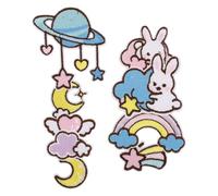 9 Pièces Patch Thermocollant Brodé Lapin Planète pour Lot DIY