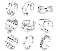 9 PièCes Phalange Empilables Bague,RéGlable Minimaliste Bague,Knuckle Bagues Ouverts,Empilables Lot Bague,Bijoux Femme Cadeau