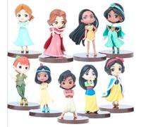 9 pièces Q Posket Princesses Blanche-Neige Belle Aladdin Mulan Pocahontas Tigre Lys Peter Pan Figurines en PVC Jouets