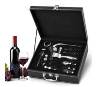 9 Pièces Tire Bouchon Set, Ouvre Bouteilles de Vin avec Coffret Cadeau | 9 pièces Tire Bouchon avec Levie-lapin,Coupe-Capsule,Verseur,Thermomètre à Vin,2 Bouchons,2 Vis Sans Fin,Anneaux Anti-Goutte