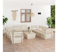 9 pieces Vidaxl bois bois 9 personnes 60 x 60 x 65 salon de jardin modulable G