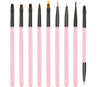 9 Pinceau Nail Art Ongles Gel Professionnel Avec Pinceau Ombre, 10 Têtes Pinceaux Construction Uv Bout Rond Liner Fin Fleur Plat French Set Pour Vernis Semi Permanent Degrader Acrylique