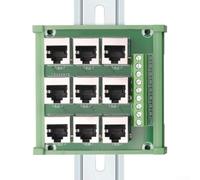 9 ports pour bornier Ethernet RJ45 8P8C pour montage sur rail DIN, construction PCB, compatibilité des fils 18-26 AWG, plage de fonctionnement de -20 °C à 70 °C