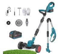 9 Pouces Débroussailleuse à Batterie,Rapide Taille Bordure avec Roues | Debroussailleuse Électrique sans Fil 4000W,21V Batteries 3 Types de Lames,Légères et à Faible Bruit,pour Jardin Élagage