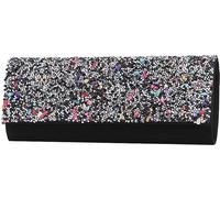 9 pouces Womens Flap Envelope Porte-monnaie Glitter Sacs à main de soirée pour le mariage et la fête Noir
