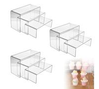 9 Présentoir en Acrylique Transparent, 3 Taille Support d'Affichage | Transparent, bon effet d'affichage，pour Présentoir Aperitif, Bijoux, Objets de Collection, Desserts, Cupcake