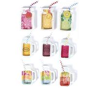 9 stickers 3D - Boissons mason jars 5 cm
