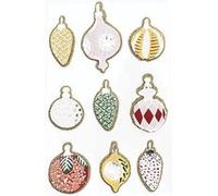 9 Stickers 3D - Boules de Noël Nostalgique à paillettes dorées Doré G