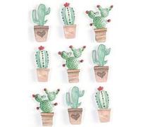 9 stickers 3D - Cactus mexicains 4,5 cm Multicolore G