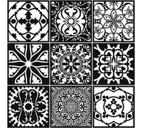 9 Stickers adhésifs carrelages | Sticker Autocollant Carreaux de Ciment - Mosaïque carrelage Mural Salle de Bain et Cuisine | Carreaux de Ciment adhésif Mural - azulejos - 10 x 10 cm - 9 pièces