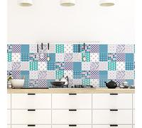 9 Stickers adhésifs carrelages | Sticker Autocollant Carreaux de ciment - Mosaïque carrelage mural salle de bain et cuisine | Carreaux de ciment adhésif mural - azulejos - 10 x 10 cm - 9 pièces