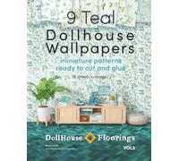 9 Teal Dollhouse Wallpapers. VOL2: Miniature Patterns ready to cut and glue. 6 sheets per design.
