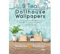 9 Teal Dollhouse Wallpapers. VOL4: Miniature Patterns ready to cut and glue. 6 sheets per design.