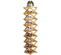 9 Tier Bamboo Shoe Rack, The 9-Tier No-Assembly Bamboo Rack Portable Folding Without Installation Free Standing Shoe Racks for Corridors Living Room Corner and Small Spaces (Natural wood,9 layers)