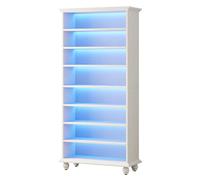 9-Tier LED Shoe Storage Cabinet, 28" Wide White Shoe Organizer