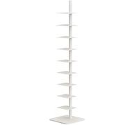 9 - Tier Metal Spine Bookshelf, The Ideal Vertical Tower for Small Spaces, Multipurpose Corner Solution, Tall & Narrow Ladder Bookcase for Stunning Book Display at Home (blanc)