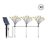 Lumisky Torches solaires LYRA FAMILY X3 – Lot de 9, 90 boules, LED blanc chaud, panneau déporté H70cm