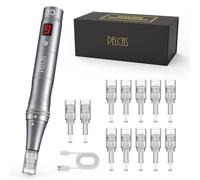 9 Vitesses Stylo Beauté Microneedling, PELCAS Appareil de Soin du Visage et du Corps avec Écran LCD et 12 Embouts, Réglage Personnalisé