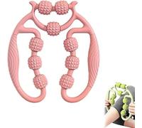 9 Wheel Circular Leg Clamp,Leg Massager Roller, Multifunctional Ring Roller, Ring Clamp Legs Massagers, for Legs Neck Muscle Hand Arm Relaxer (Pink)