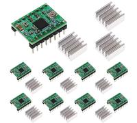 9 X a4988 module d'entraînement de moteur pas à pas, pilote de moteur pas à pas a4988 16, fabriqué par machine SMT, tension réglable, avec radiateur, pourarduino-Raspberry pifor (vert)