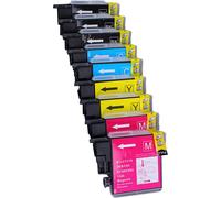 9 x Cartouche d'encre compatible Brother LC1100, LC980, LC985 pour imprimantes MFC-5890CN, DCP-385C, DCP-165C, DCP-145C, DCP-163C, DCP-167C, DCP-185C, DCP-195C, DCP-197C, DCP-365CN, DCP-373CW, DCP-