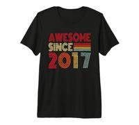 9 Year Old Bday Awesome Since 2017 Rétro Funny 9th Birthday T-Shirt Haut de Gamme