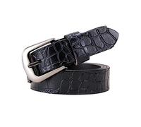90-115cm en cuir véritable femmes ceintures boucle ardillon deuxième couche peau de vache motif Crocodile femme ceinture, Le noir, 95cm