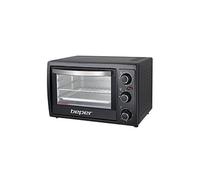 BEPER 90.883 Four Electrique 20 L, 1300 W, Eléments Chauffants en Acier Inoxydable, Double Vitrage, Minuterie, 3 Modes de Cuisson, Noir
