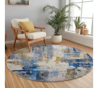 90 cm Abstrait Tapis Rond Salon, Texture Moderne Et Antique modèle Tapis de Sol Antidérapant pour Salon Chambre Cuisine Balcon Terrasse Salle à Manger Intérieur Extérieur, Gris