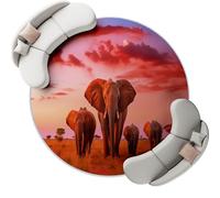 90 cm Tapis Rond Salon Couleur Orange, Nature Animaux Éléphants Prairies Imprimé Tapis de Sol Décoration Antidérapant pour Salon Chambre Cuisine Balcon Terrasse Salle à Manger