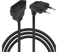 90 Degree Angle Euro Extension Power Cable 2.5A/250v 0.75mm2 Euro Type c Power Plug Socket for TV PC Computer Monitor Beamer Lamp Appliances-Black (2M/6.5Ft)