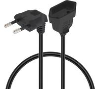 90 Degree Angle Euro Extension Power Cable 2.5A/250v 0.75mm2 Euro Type c Power Plug Socket for TV PC Computer Monitor Beamer Lamp Appliances-Black (0.6M/2Ft)