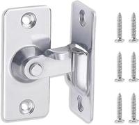 90 Degree Door Lock Slide Gate Latch,Stainless Steel Angle Door Latch Buckle,Stainless Steel Brushed Finished,For Barn,Garden,Bathroom,Outdoor,Garage,Window,Sliding Door (Silver-1 Pack)