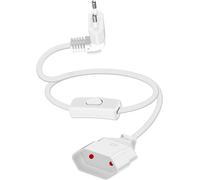 90 Degree European Power Cable with Switch Power Cable,Extension 2.5A 250V,Power Cable with Flat European Plug and Switch,0.75mm2 (White)
