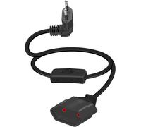 90 Degree European Power Cable with Switch Power Cable,Extension 2.5A 250V,Power Cable with Flat European Plug and Switch,0.75 mm2 (Black,Short)