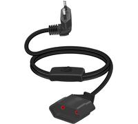 90 Degree European Power Cable with Switch Power Cable,Extension 2.5A 250V,Power Cable with Flat European Plug and Switch,0.75 mm2 (Black,Short).
