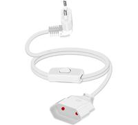 90 Degree European Power Cable with Switch Power Supply Cable,Extension 2.5A 250V,Power Cable with Flat European Plug and Switch (White,Short)