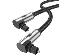 90 Degree Optical Cable,360 Degree Swivel,Right Angle Adjustable Toslink Fiber Optic Audio Cable for Home Cinema,Soundbar,Game Console,Speaker (1M)