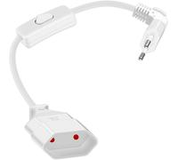 90 Degree Power Cable Short Euro Extension Cable with Switch,Type-C Flat Eurostecker over Type-C Eurobuchse,2.5A/250V 0.75mm² for Monitor,TV (White)