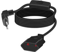 90 Degree Power Cable Short Euro Extension Cable with Switch,Type C Flat Plug Euro Male to Type C Euro Female,2.5A/250V 0.75mm² for Monitor,TV (2m,Black)