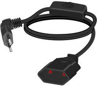 90 Degree Power Cable Short Euro Power Cable with Switch,Type C Flat Plug Euro Male to Type C Euro Female,2.5A/250V 0.75mm² for Monitor,TV (Black)