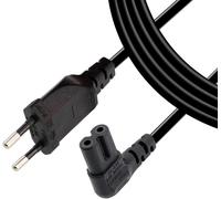90 Degree Rectangular Euro Power Cable,CEE 7/16 Type C,Euro Plug to Angled C7 Power Cable for Laptop,Consoles,Radios,2.5A/250V,5m,Black