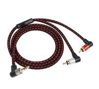 90 Degree Right Angle 3.5 mm to 2 RCA Cable 3FT,2RCA Male to 3.5mm TRS Male Stereo Y Splitter Adapter for Smartphone,Speaker,MP3,Tablet & More