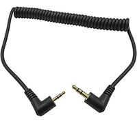 90 Degree Right Angle 3.5mm Male to 2.5mm Male 3 Pole Black Coiled AUX Audio Cable