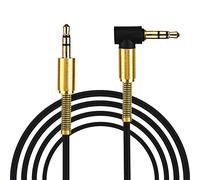 90 Degree Right Angle Câble Jack Audio Stéréo 3.5mm Mâle vers Mâle Compatible avec Amplificateur Autoradio Chaîne HiFi Barre de Son Home Cinéma Smartphone (Noir)