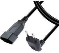 90 Degree Right Angle European Power Extension Cable,Type C Male-Male to Type C Female,2.5A/250V,0.75mm² for PC,Computer,Monitor,TV,Home Appliances,Black (1m)